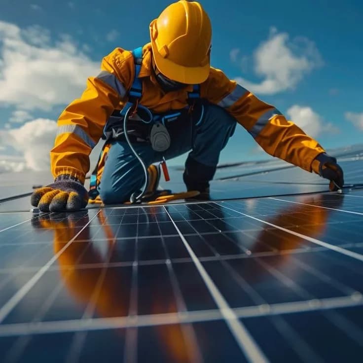 Solar panels on a residential rooftop